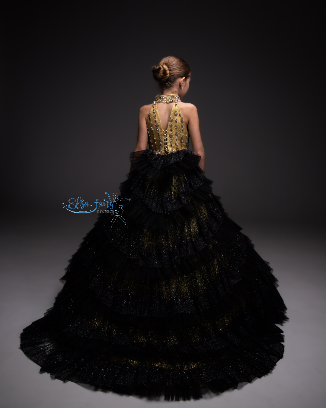 Black Gala evening gown, Pageant ball gown, Wedding guest Dress, Girl Birthday Dress