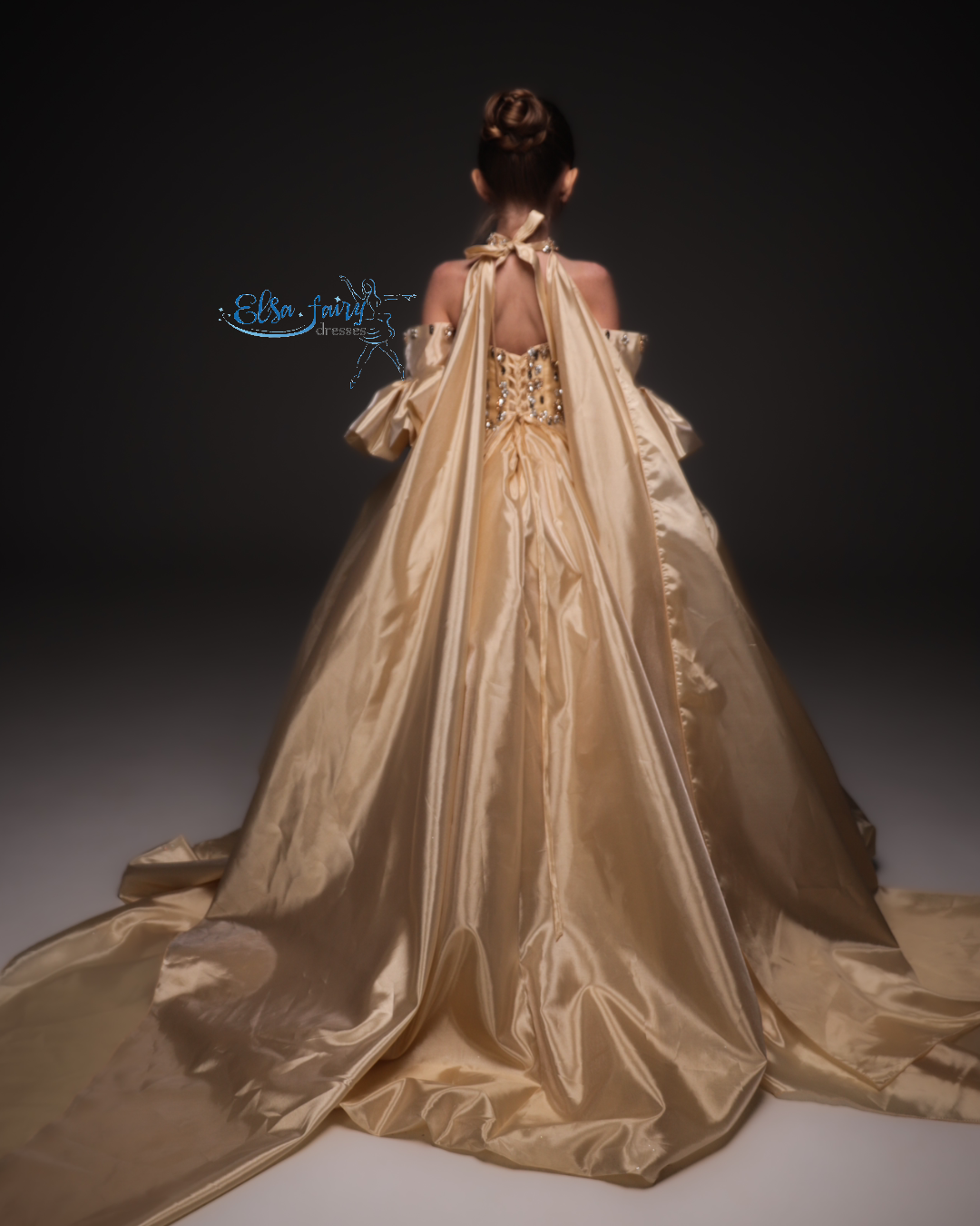 Gold Gala evening gown, Pageant ball gown, Birthday Girl Dress, Wedding Guest Dress