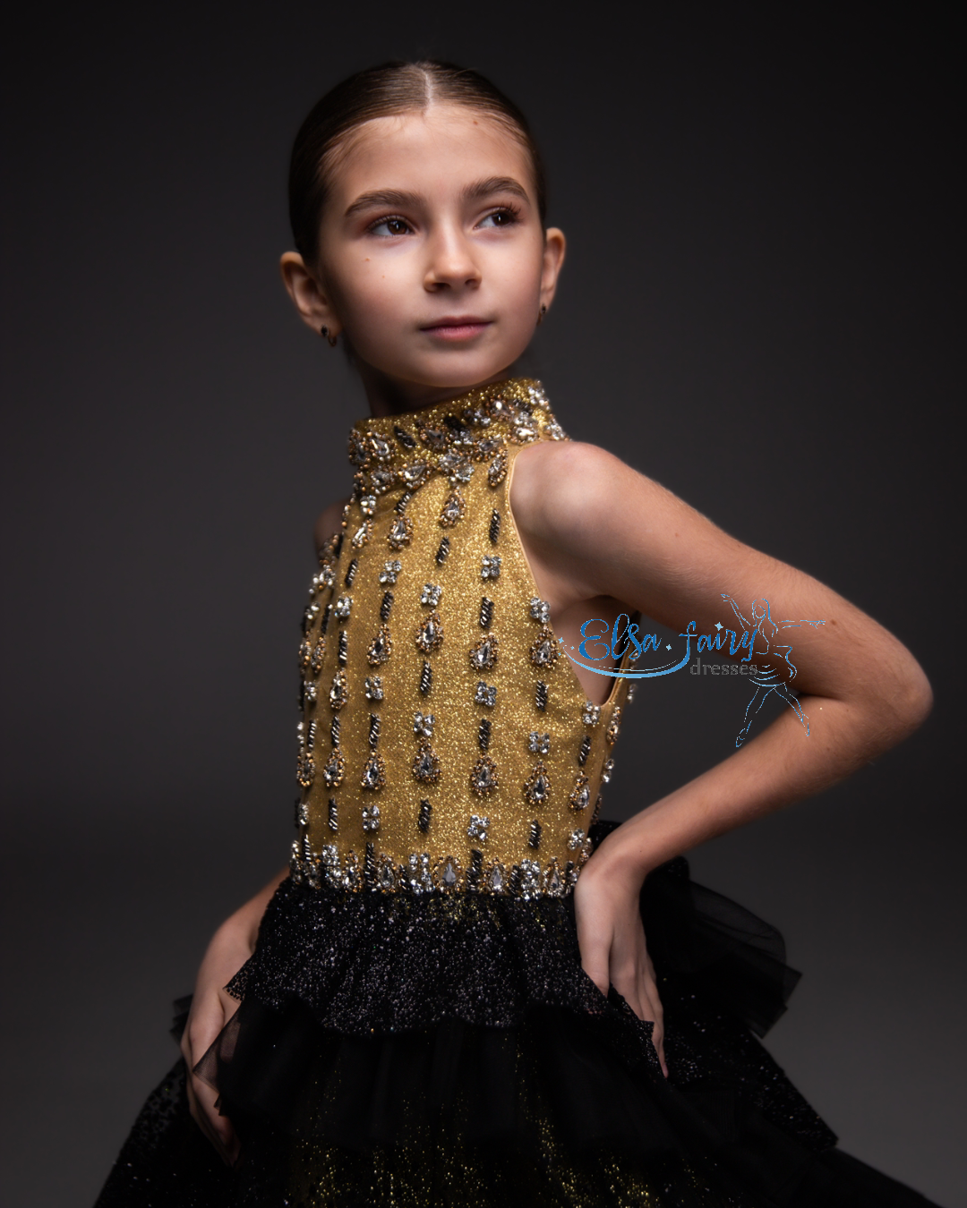 Black Gala evening gown, Pageant ball gown, Wedding guest Dress, Girl Birthday Dress