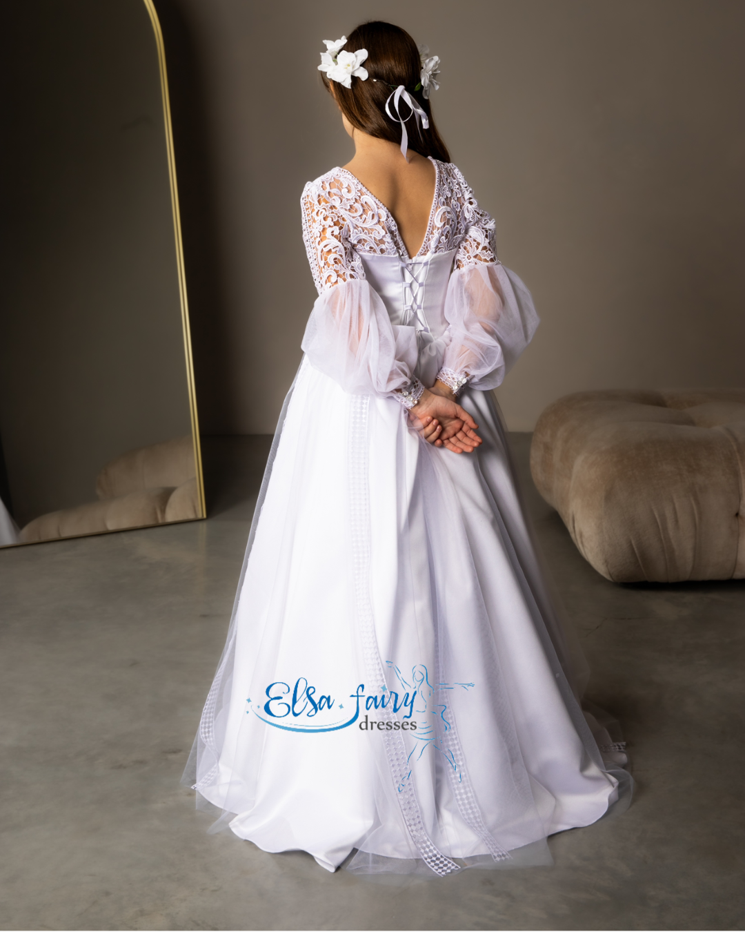 White First Communion & Baptism dress, Flower Girl Dress, wedding guest dress, formal wear, special occasion gown, Junior Bridesmaid dress