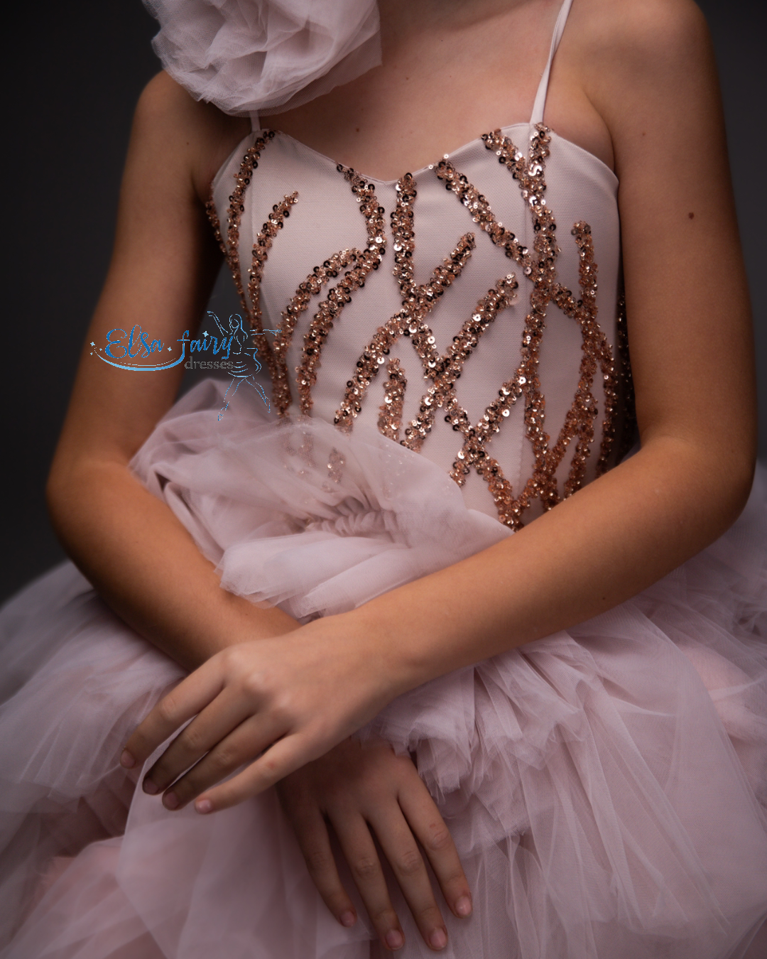 Blush Pink Pageant Ball Gown: Handmade Formal Dress with Detachable Flower Accessory