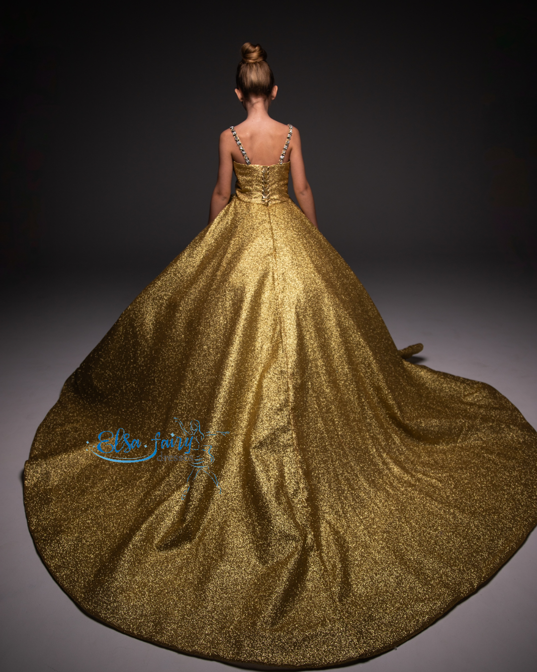 Gold Gala evening gown, Pageant ball gown, Birthday Girl Dress, Wedding Guest Dress