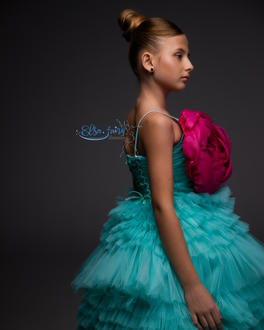 Mint Pageant Ball Gown: Handmade Formal Dress with Detachable Organza Flower