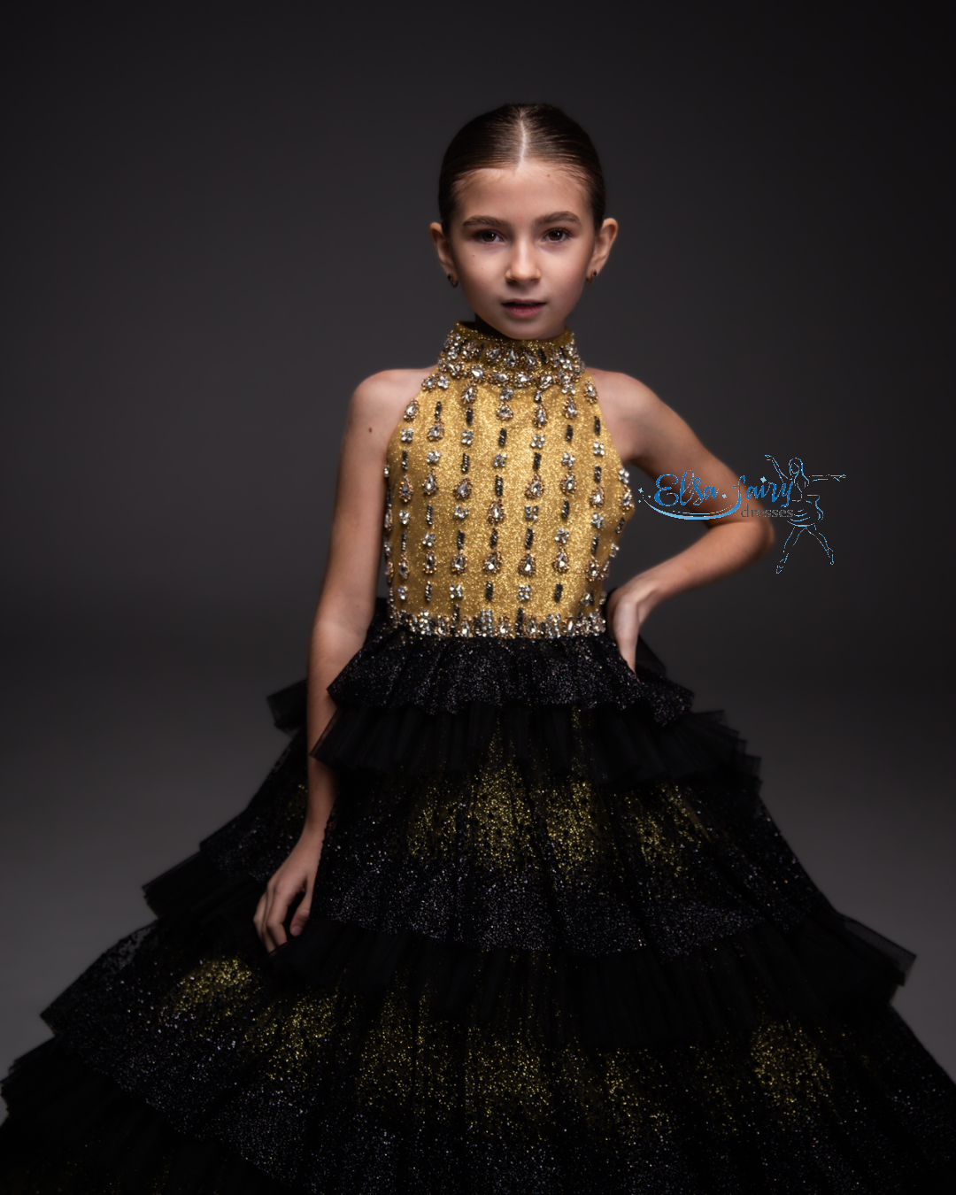 Black Gala evening gown, Pageant ball gown, Wedding guest Dress, Girl Birthday Dress