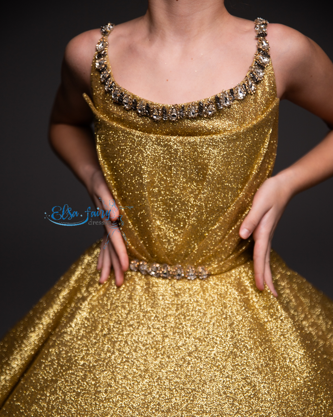 Gold Gala evening gown, Pageant ball gown, Birthday Girl Dress, Wedding Guest Dress